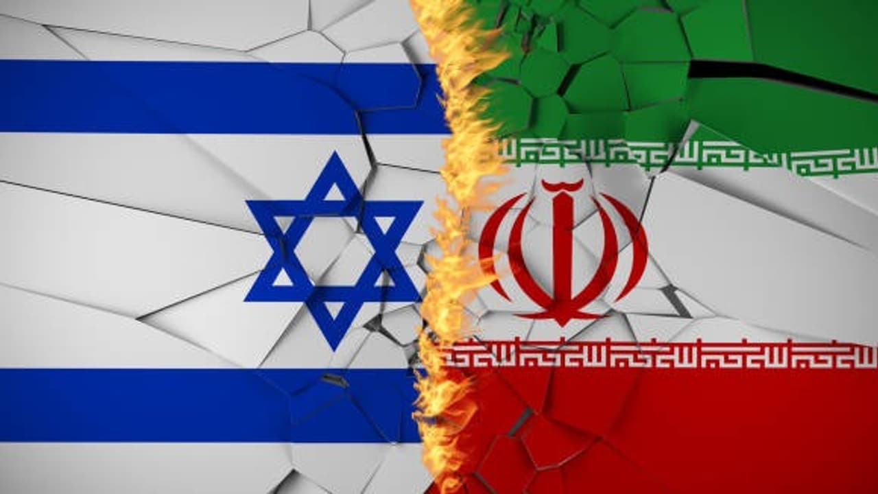 Israel Iran flags Israel Iran flags