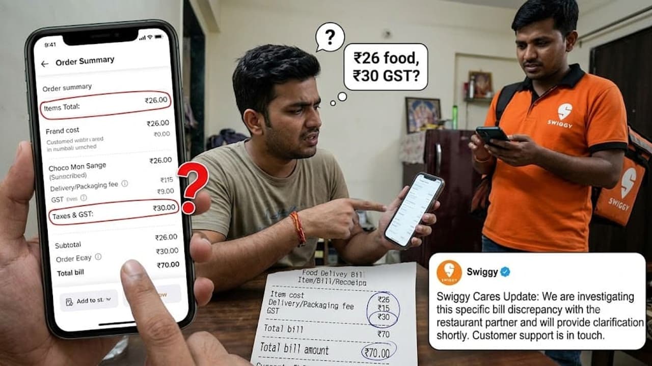 Swiggy Customer Spots Rs 30 GST on Rs 26 Order, Company Gives Clarification Swiggy Customer Spots Rs 30 GST on Rs 26 Order, Company Gives Clarification