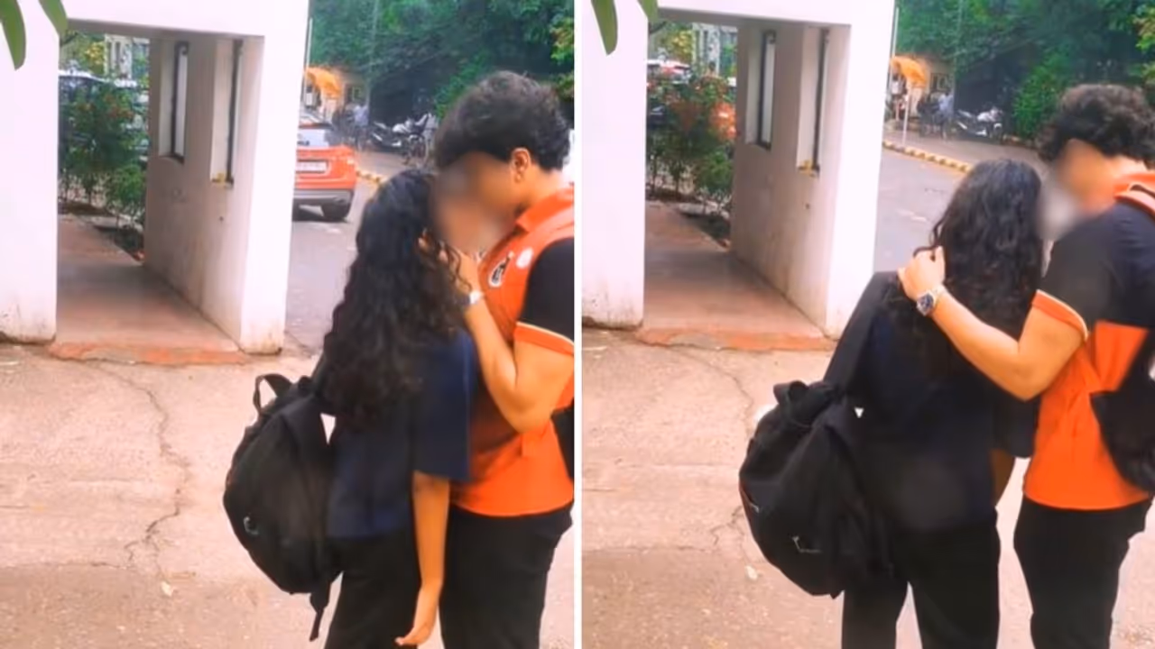 A Delhi woman's video of a couple kissing inside her housing society has gone viral A Delhi woman's video of a couple kissing inside her housing society has gone viral