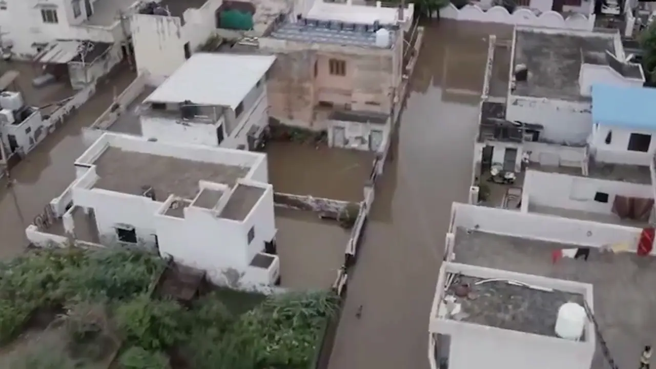 Ajmer Floods Drone View: Badi River Overflows After Heavy Rain