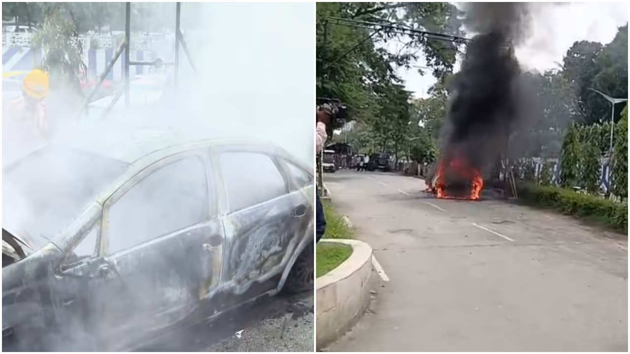 Fiat car catches fire near CM Siddaramaiah’s residence