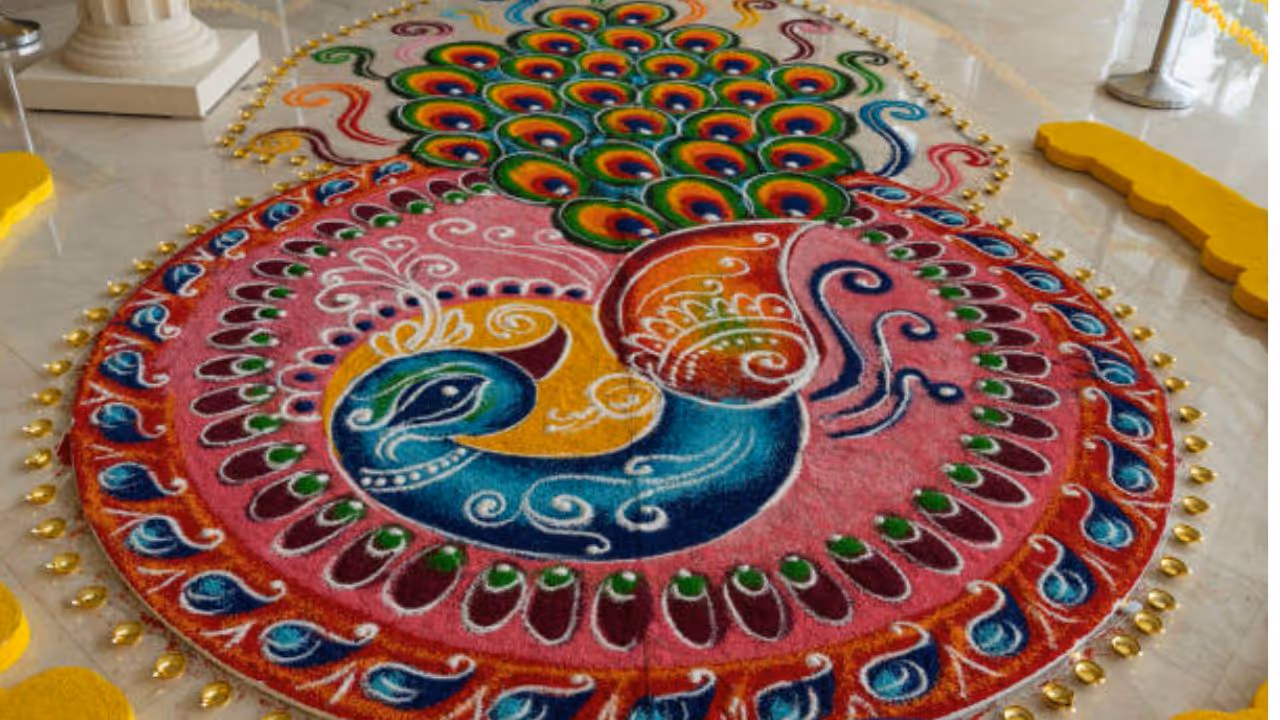 peacock rangoli design 2025 peacock rangoli design 2025