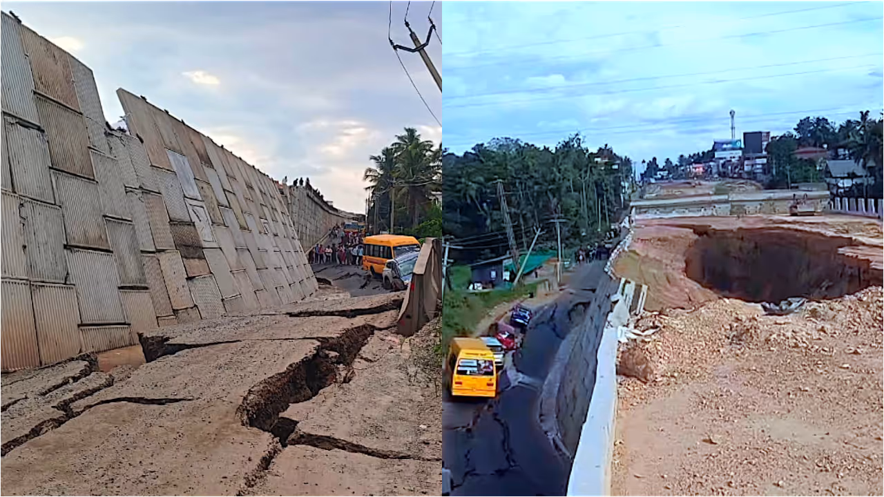collapse of Kottiyam National Highway collapse of Kottiyam National Highway