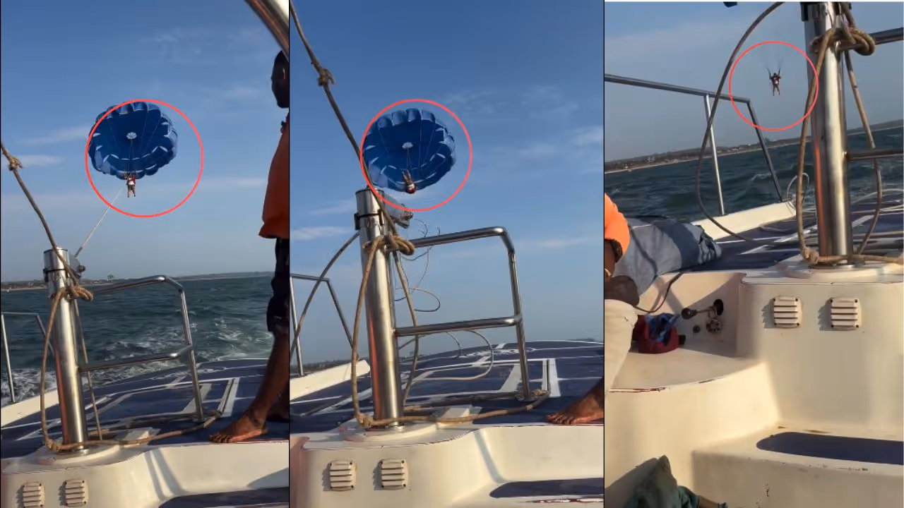 Goa baga beach parasailing accident Goa baga beach parasailing accident