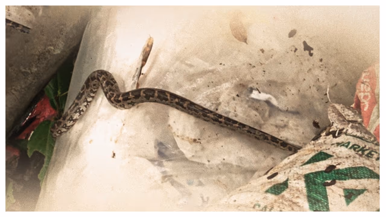 Live python found tied inside waste sack in Kozhikode shocks workers Live python found tied inside waste sack in Kozhikode shocks workers