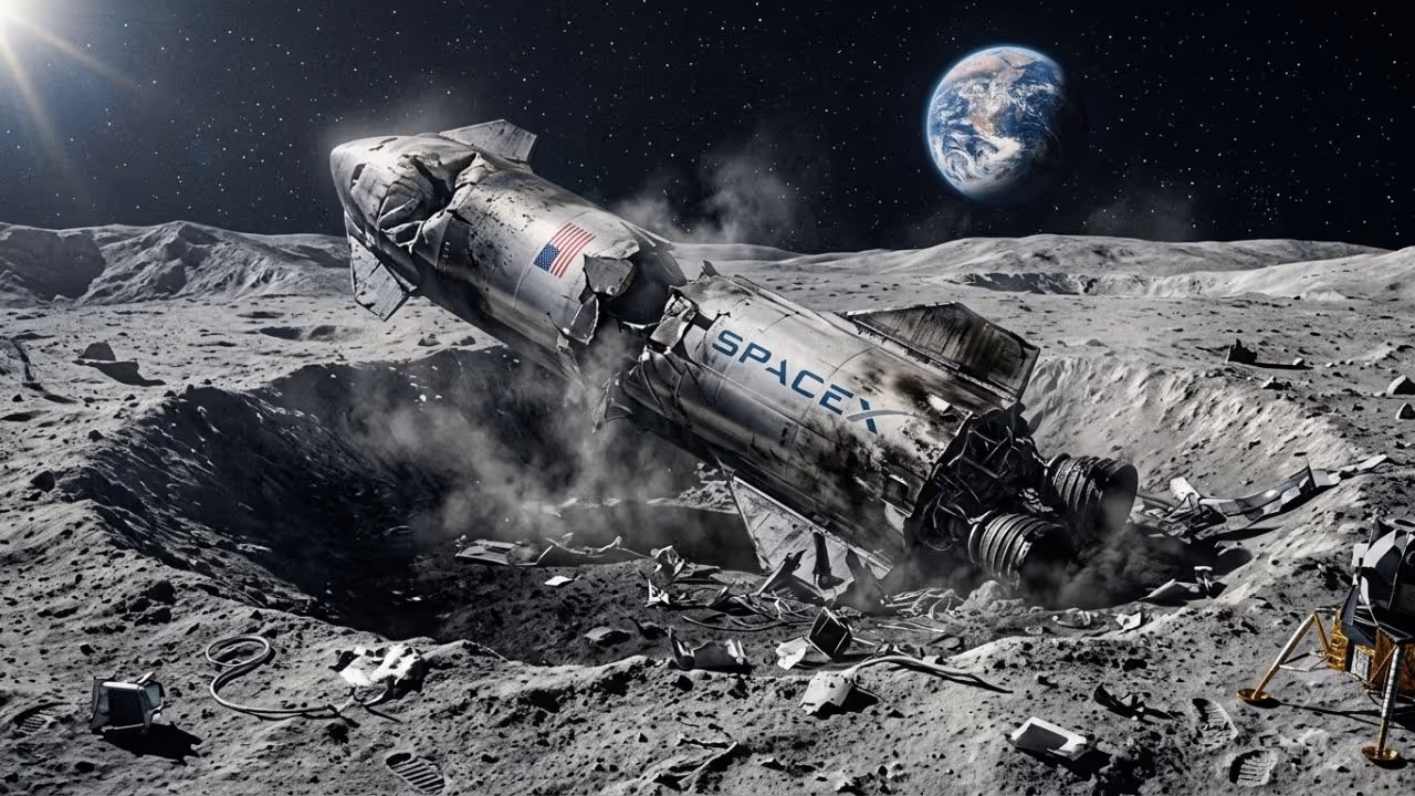 SpaceX rocket crashes on the moon SpaceX rocket crashes on the moon