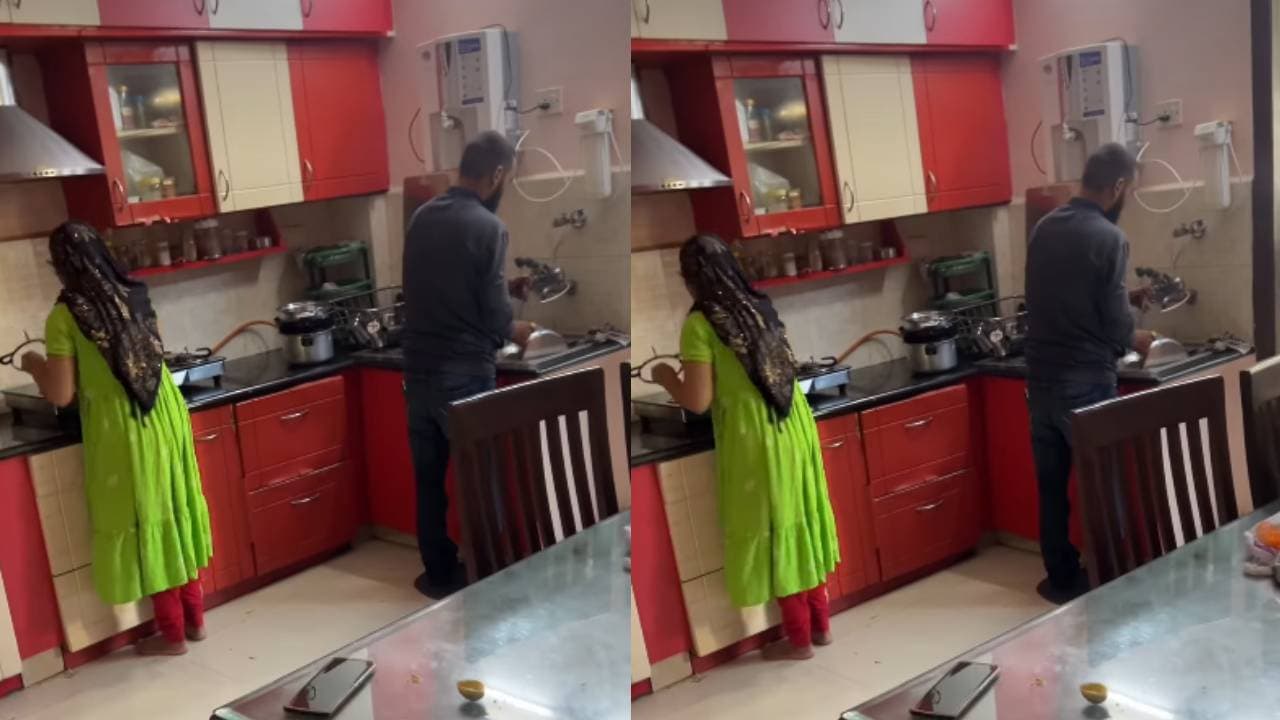 Husband Helps Sick Domestic Helper Wife at Work in Viral Video Husband Helps Sick Domestic Helper Wife at Work in Viral Video
