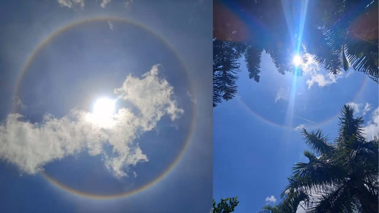 Rare 22 degree sun halo appears over Bengaluru sky Rare 22 degree sun halo appears over Bengaluru sky