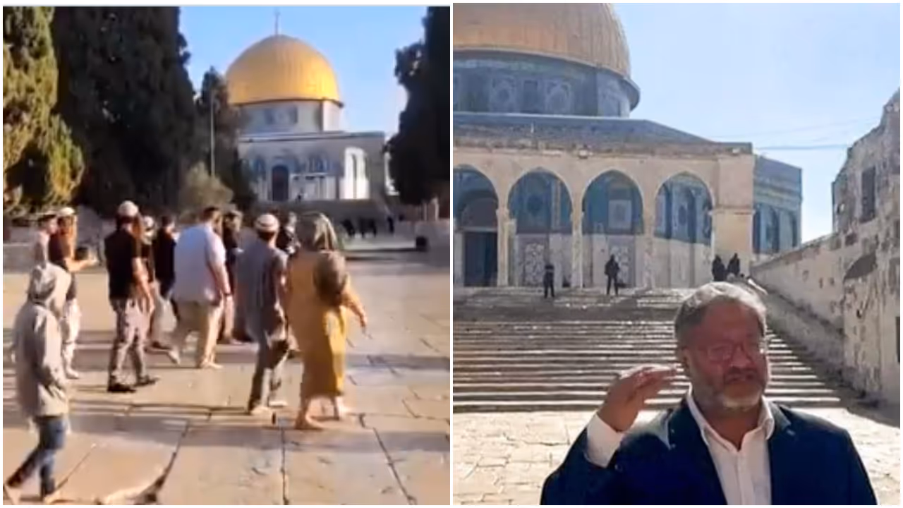 Israeli minister Itamar Ben Gvir at al Aqsa Mosque 