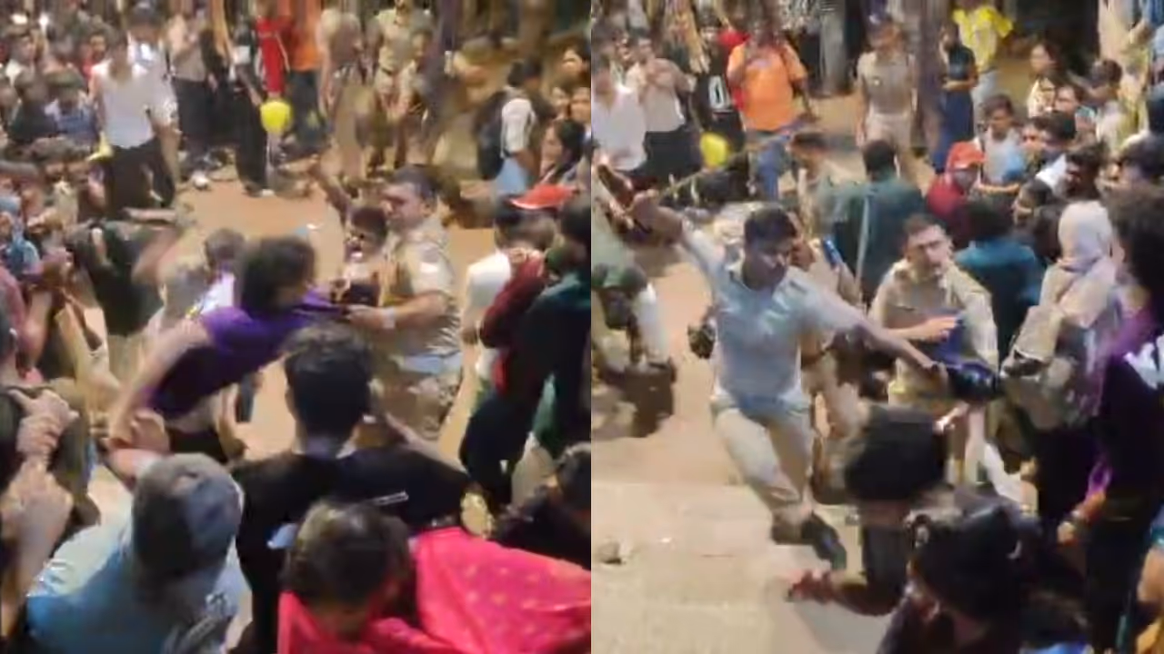 Visuals of Kerala Police Resorting to Lathi Charge