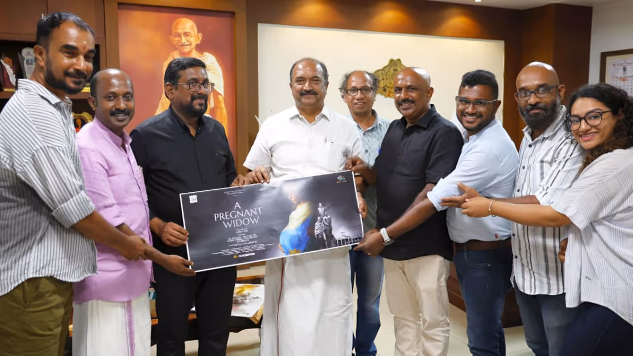 minister kn balagopal released the first look poster of movie a pregnant widow