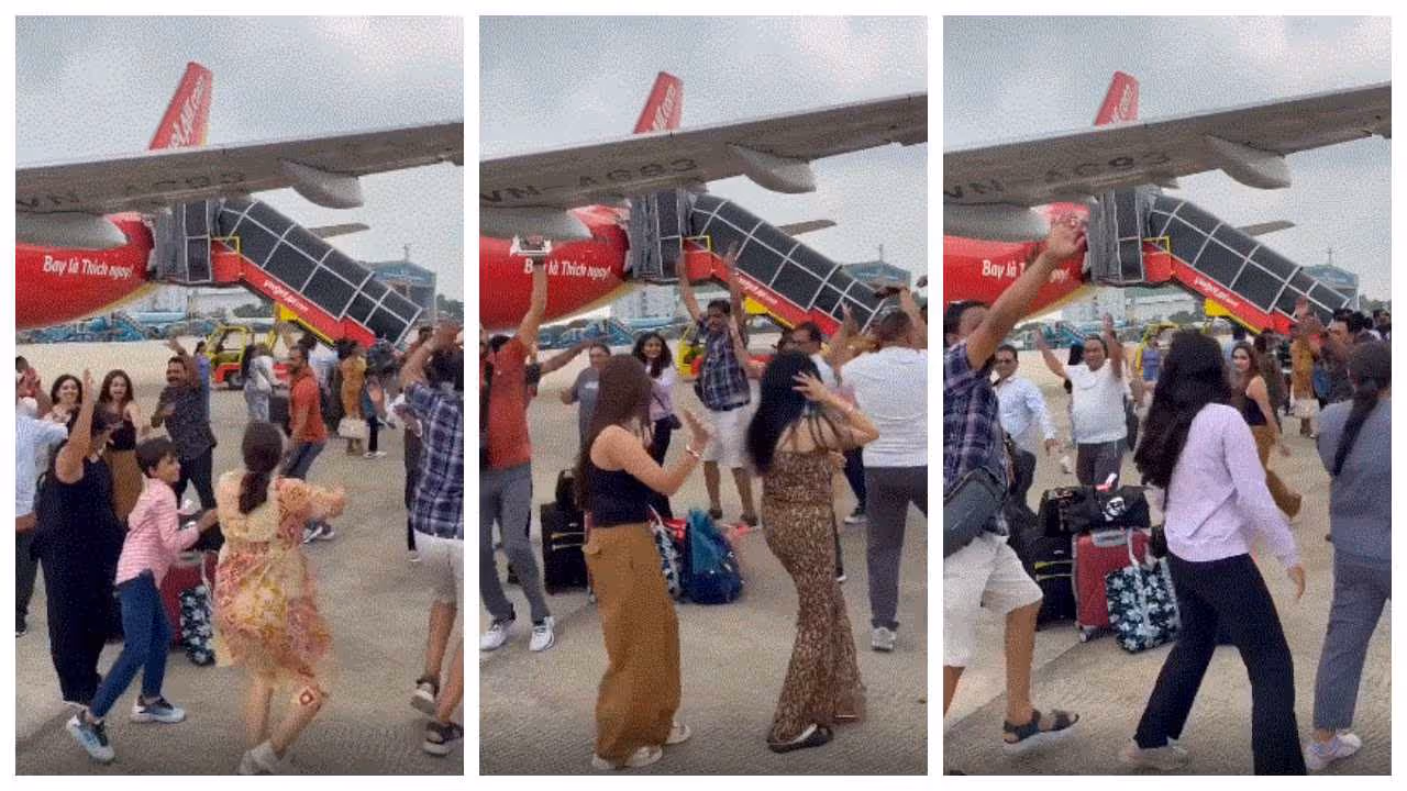 Indian tourists dancing Garba at Vietnam airport Indian tourists dancing Garba at Vietnam airport