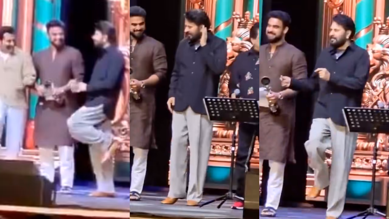 mammoottys casual dance moves for Shanthamee Ratriyil made crowd roaring at Anand TV Film Awards venue mammoottys casual dance moves for Shanthamee Ratriyil made crowd roaring at Anand TV Film Awards venue
