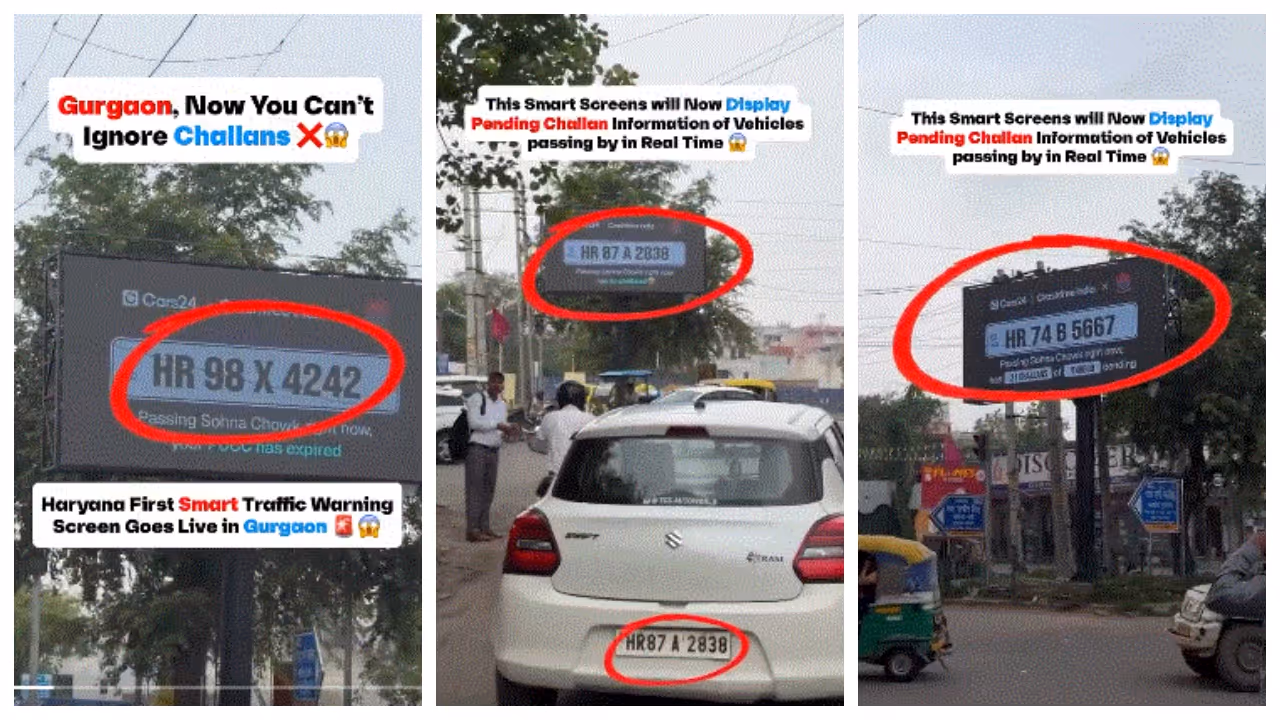 Gurugram's AI smart traffic warning screen Gurugram's AI smart traffic warning screen