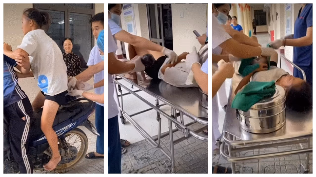Giving birth while sitting on a scooter Giving birth while sitting on a scooter