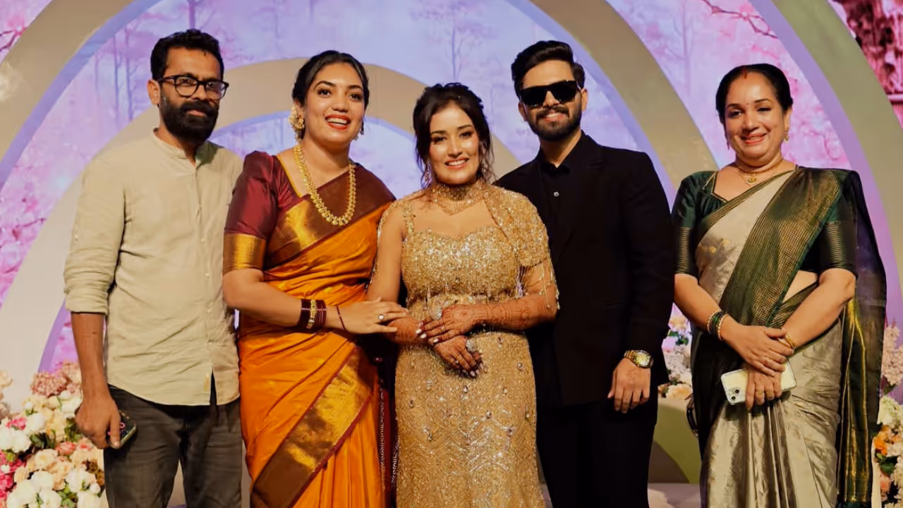 Shaitya Santhosh attended anumol anukuttys wedding reception Shaitya Santhosh attended anumol anukuttys wedding reception