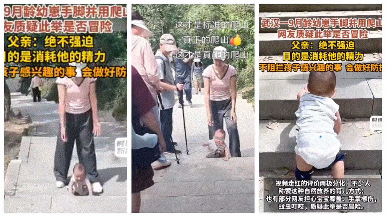 9 month old chinese baby climbs mountain steps 9 month old chinese baby climbs mountain steps
