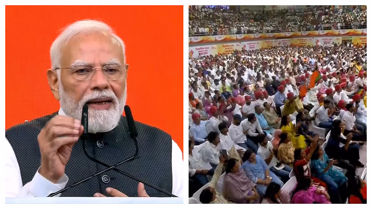 MODI AT VIKASITH SANGALP SABHA MODI AT VIKASITH SANGALP SABHA