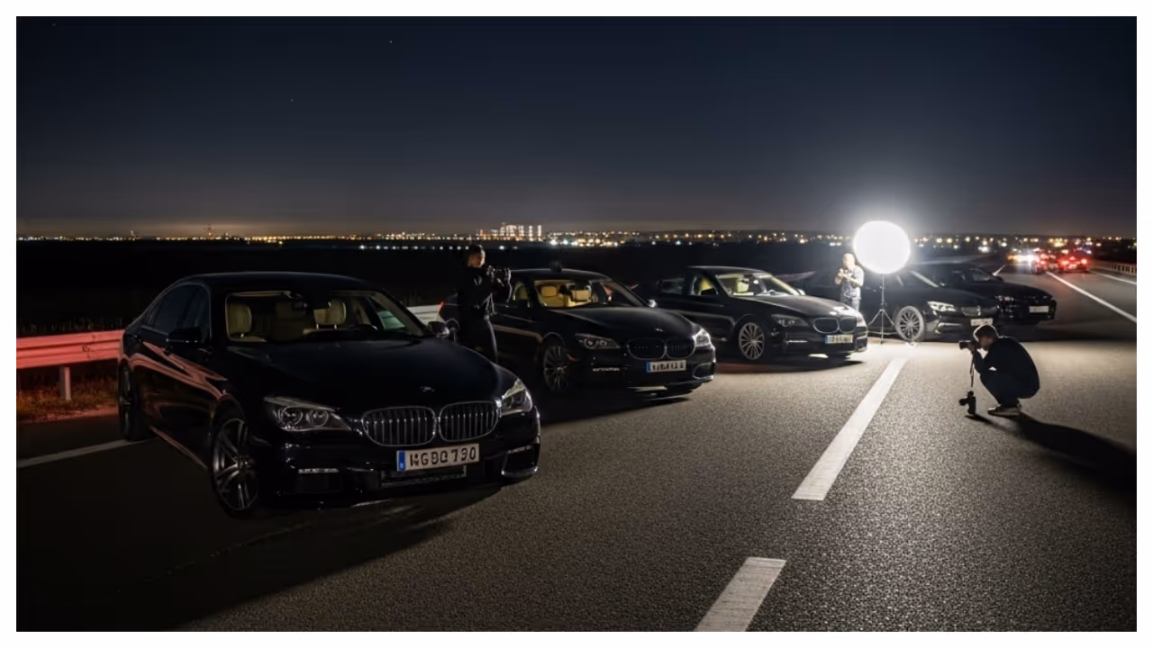 Highway Blocked By Luxury Cars Highway Blocked By Luxury Cars