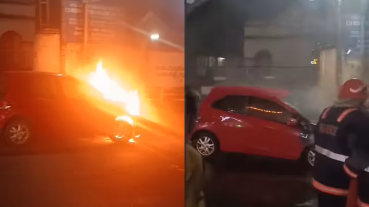 Car from Ernakulam to Trivandrum catches fire at Attingal Car from Ernakulam to Trivandrum catches fire at Attingal