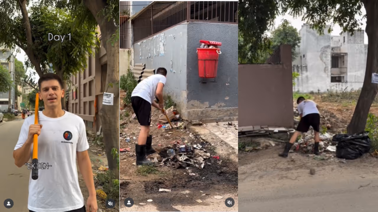 Serbian man Ek din Ek Gully clean awareness program 