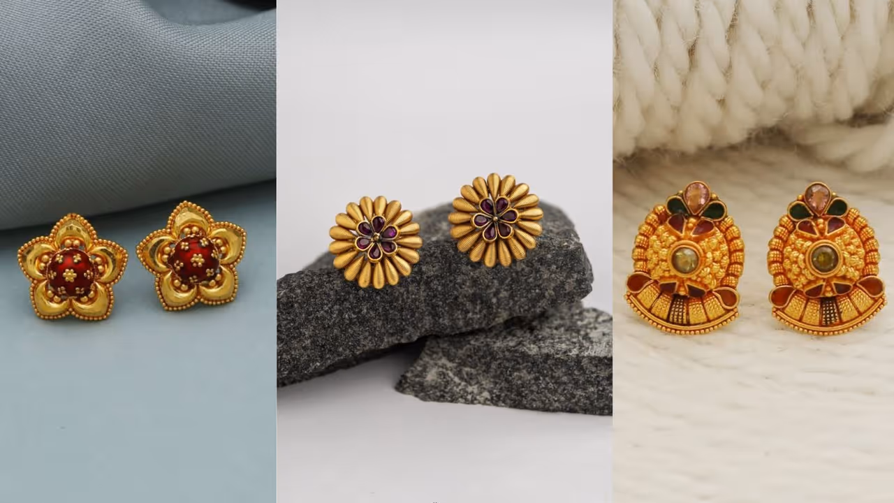 Latest 4 gram gold earring designs for sister gift