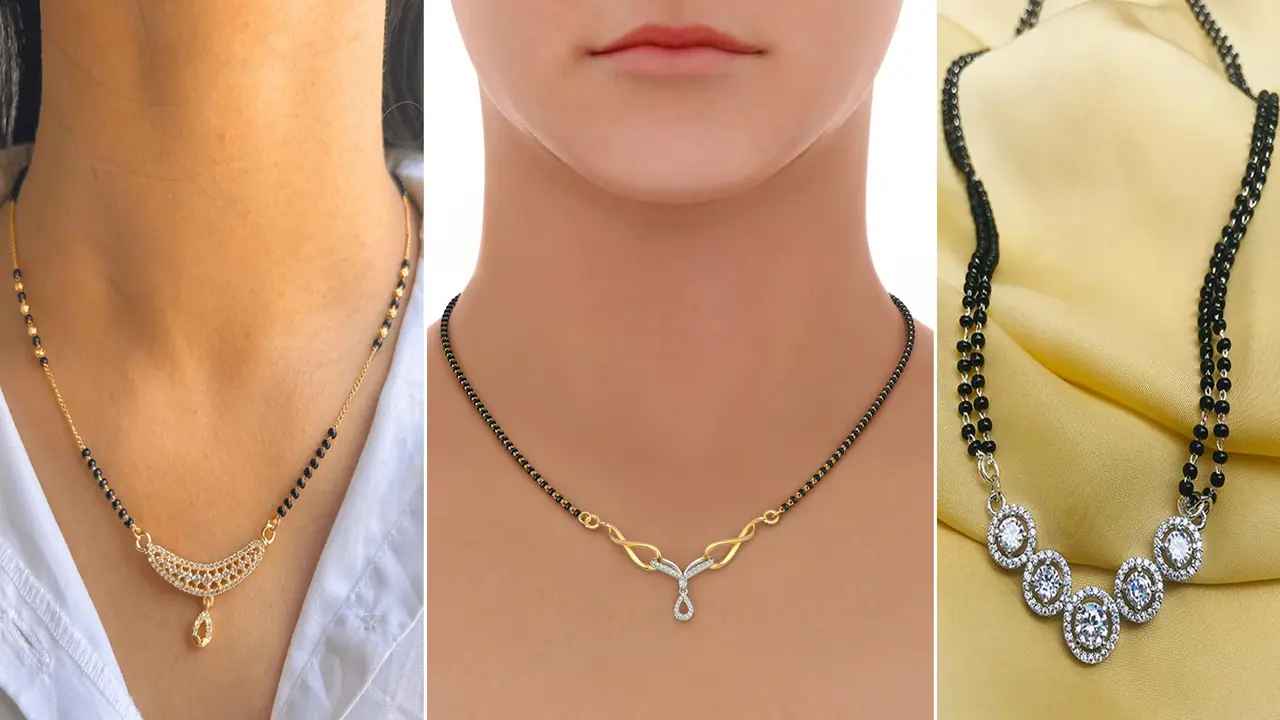 Stone Pendant Gold Mangalsutra Designs Like Expensive Diamonds