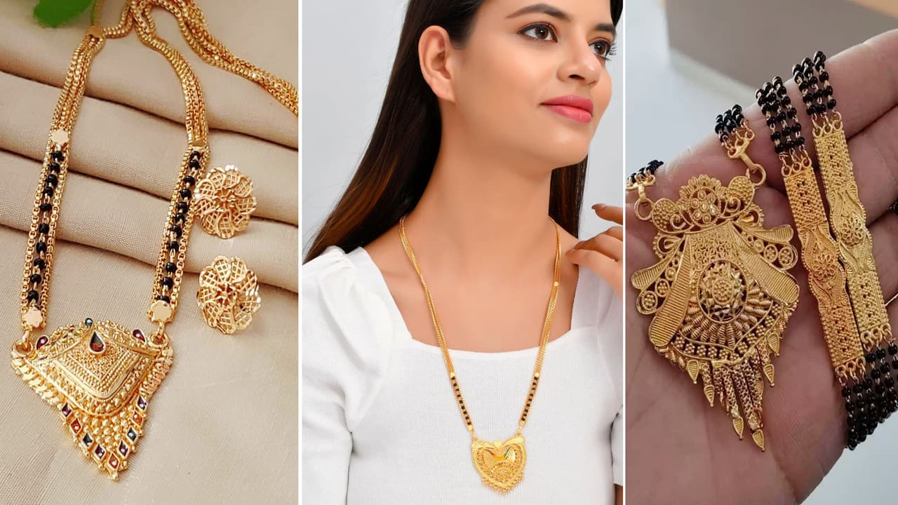 500 Rs Gold Plated Mangalsutra Designs for Hartalika Teej