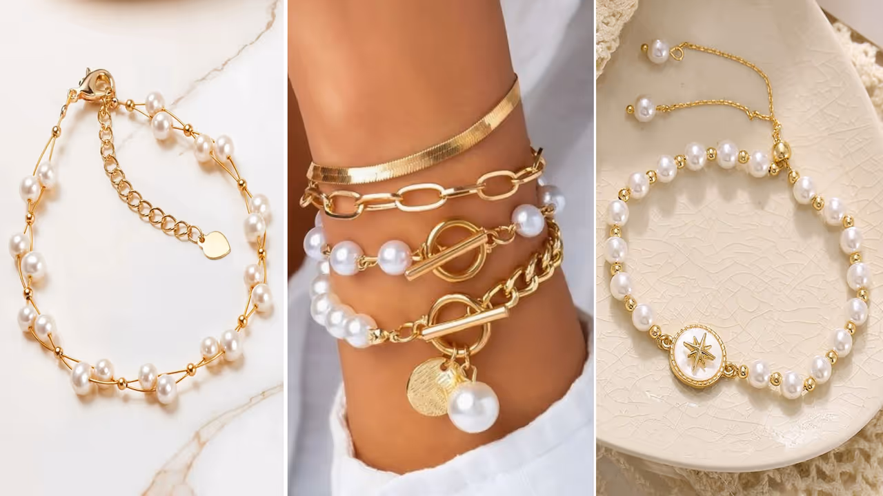 14KT Gold Chain Pearl Bracelet Designs 14KT Gold Chain Pearl Bracelet Designs