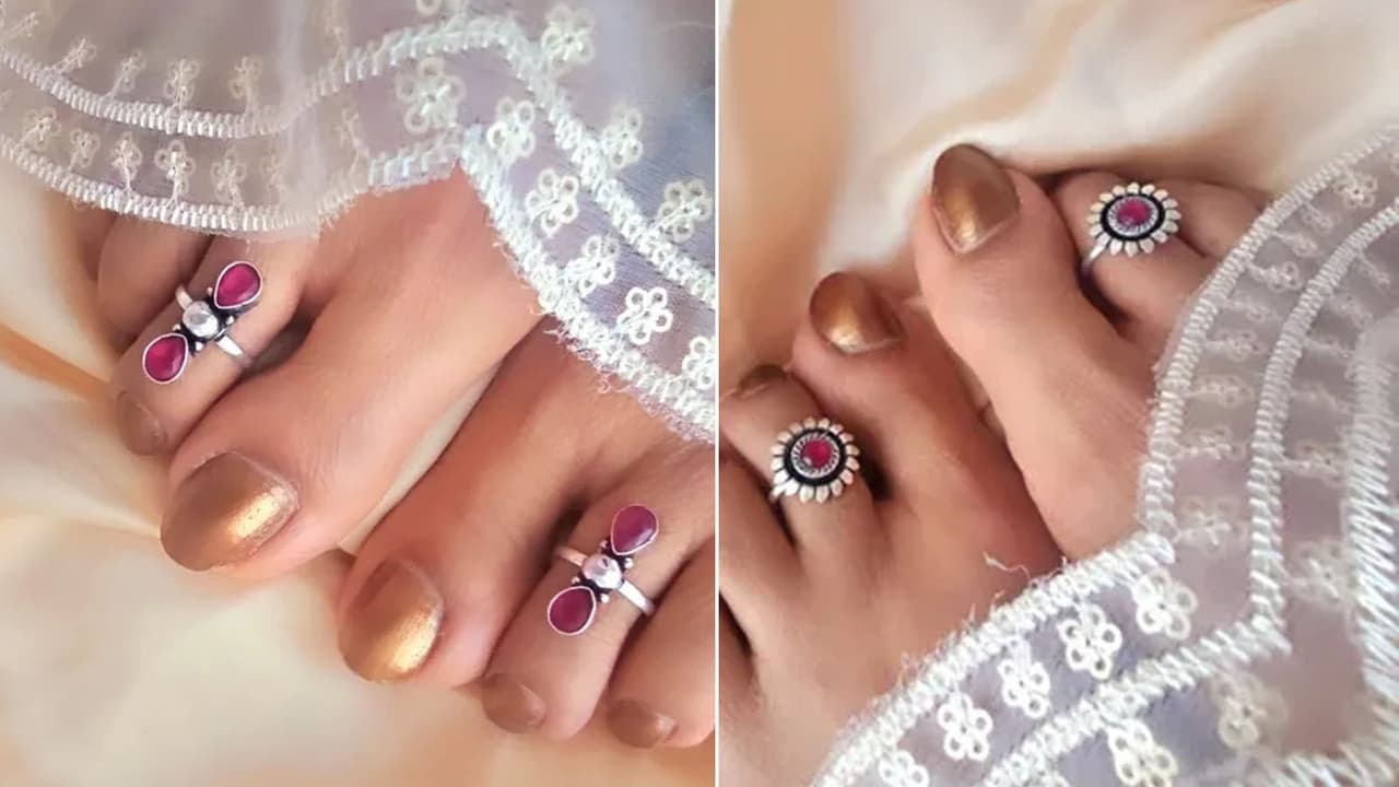 Oxidised Toe Ring Adjustable Designs