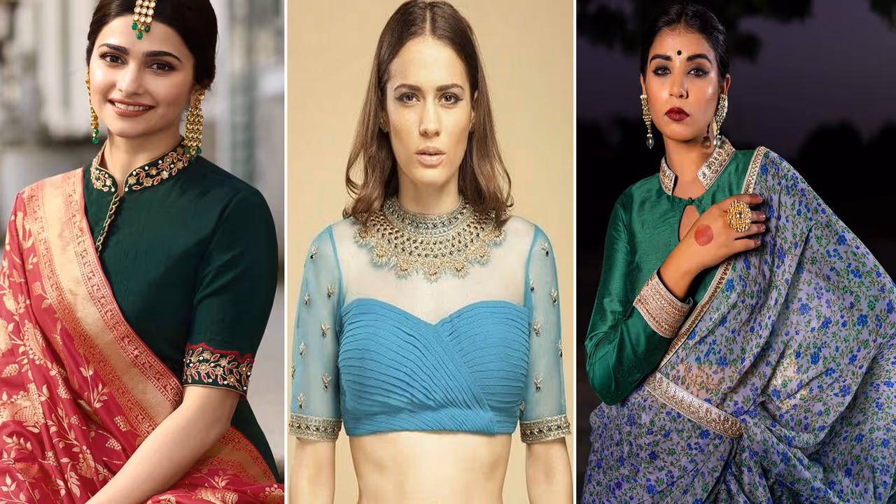 Jewel Neckline Fancy Blouse Designs Ideas