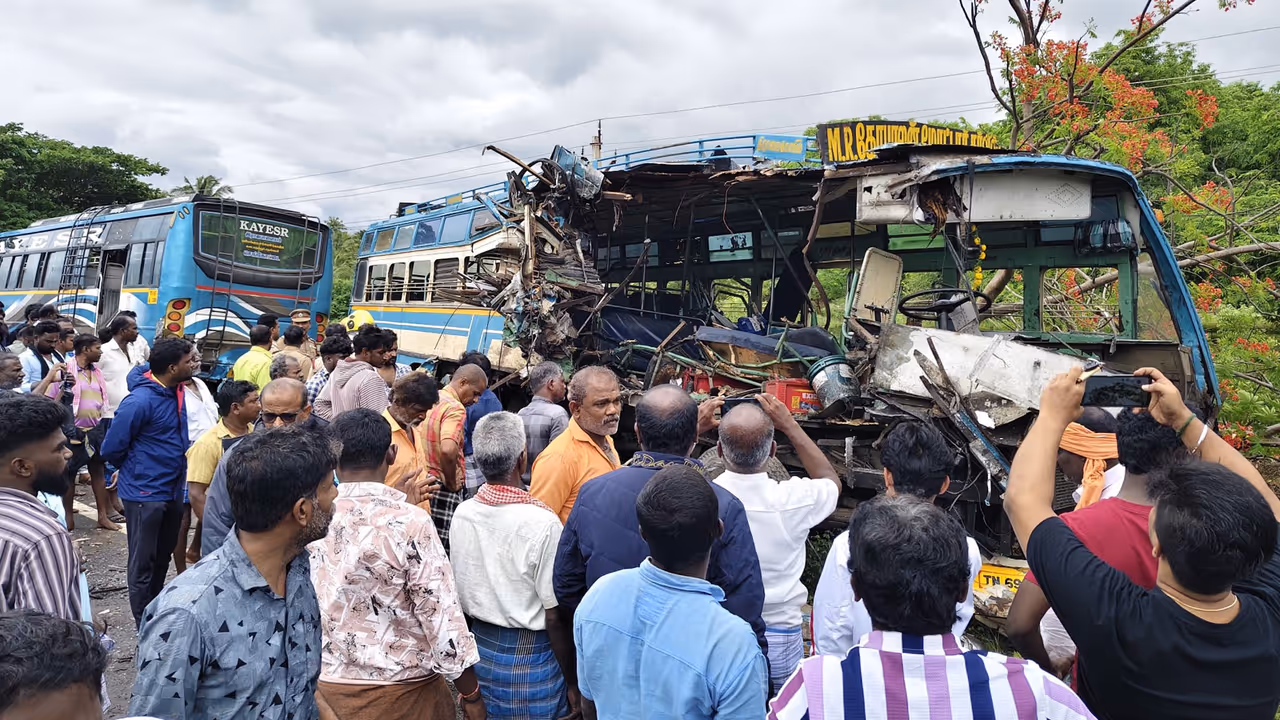 tamilnadu tenkasi bus collision tamilnadu tenkasi bus collision