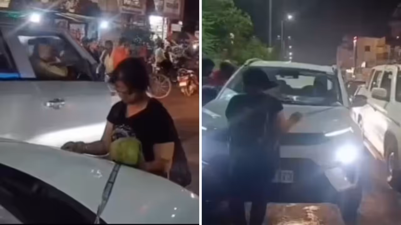 Woman Blocks Car In Jabalpur After Driver Calls Her Didi, Causes Nearly Hour Long Traffic Jam (WATCH) Woman Blocks Car In Jabalpur After Driver Calls Her Didi, Causes Nearly Hour Long Traffic Jam (WATCH)