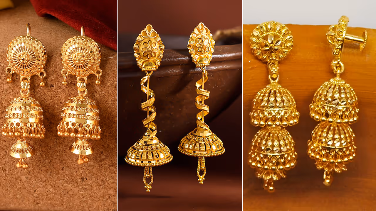 Double Layer 7 gram Gold Jhumka Traditional Ideas 22Kt Style