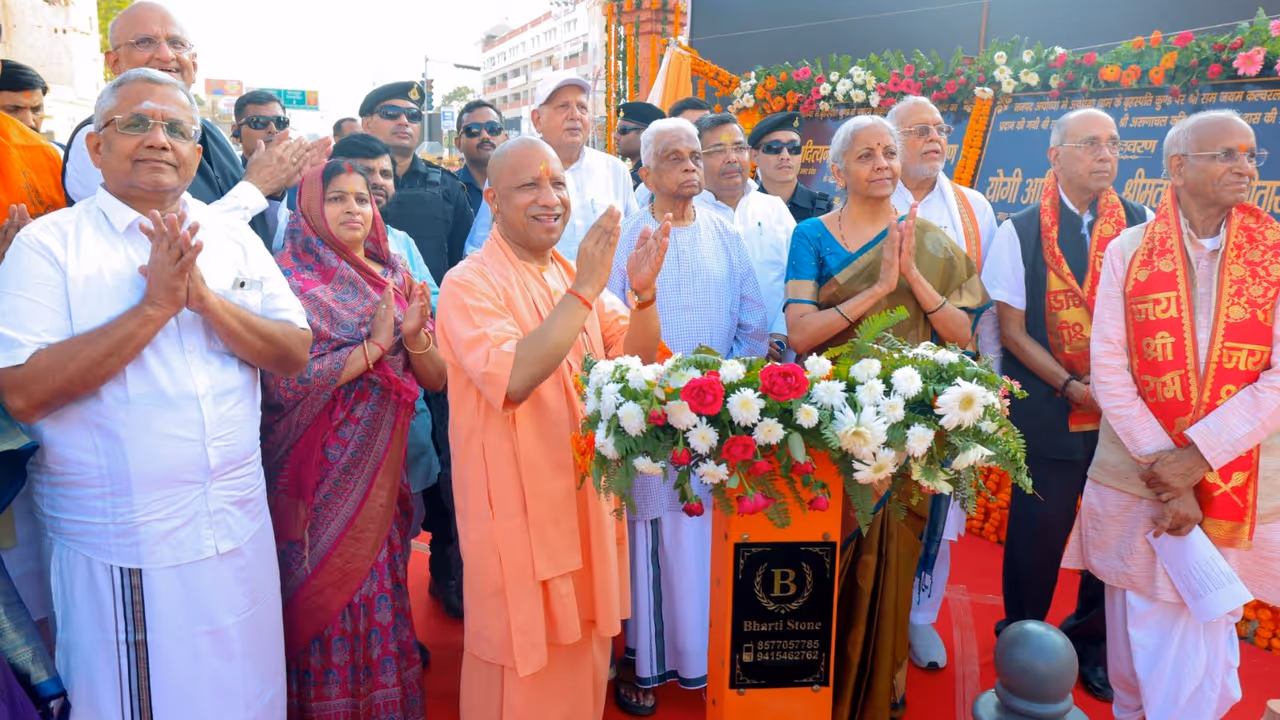 Finance Minister Nirmala Sitharaman in Saryu Aarti in Ayodhya