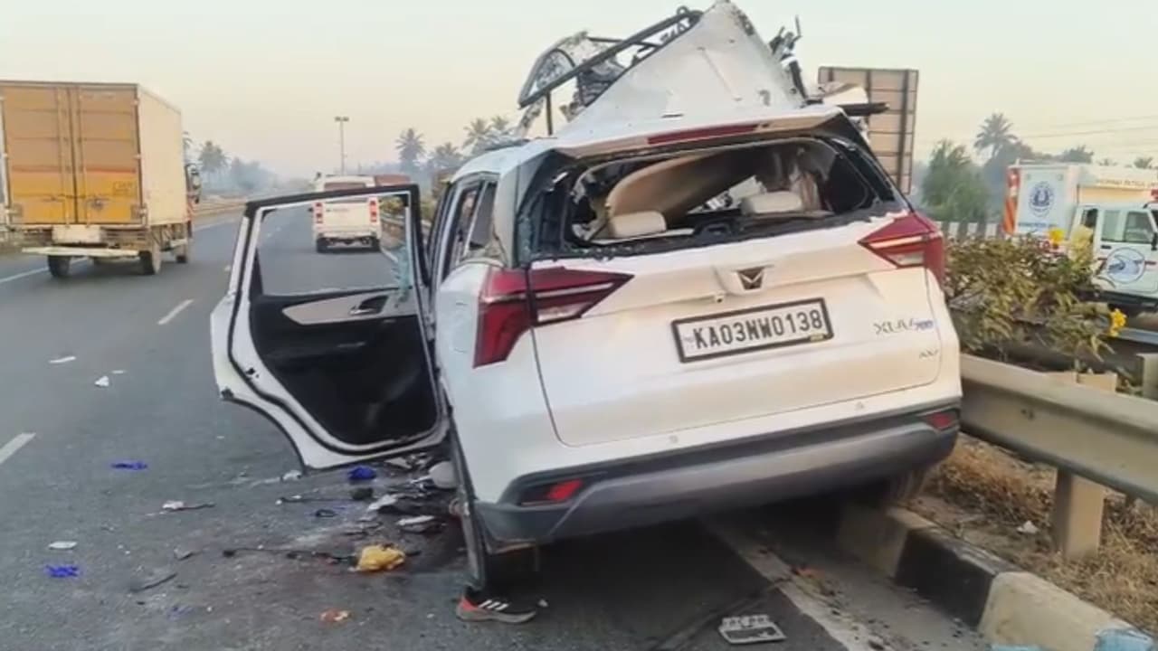 Hoskote Accident Car and Canter Photos Hoskote Accident Car and Canter Photos