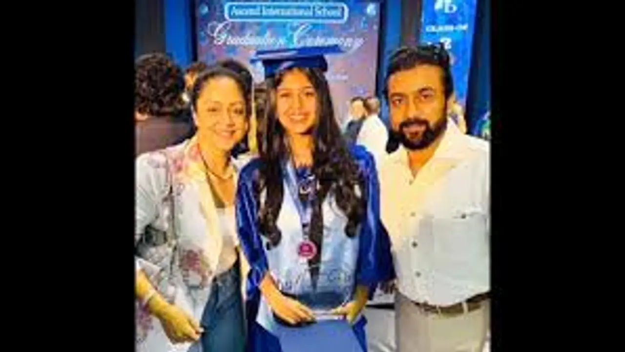 Suriya attends daughter Diya graduation event with Jyothika Suriya attends daughter Diya graduation event with Jyothika