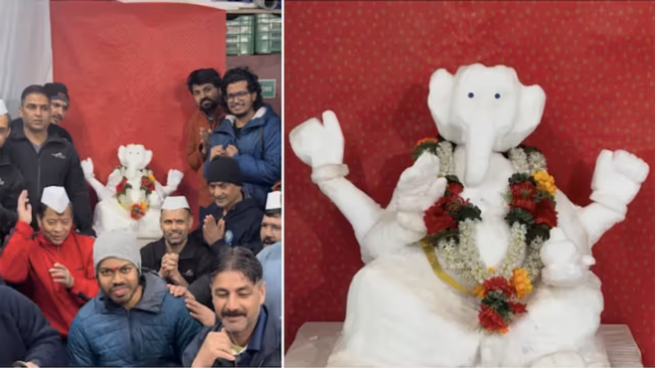 Indian Scientists Make Snow Ganesha in Antarctica Indian Scientists Make Snow Ganesha in Antarctica