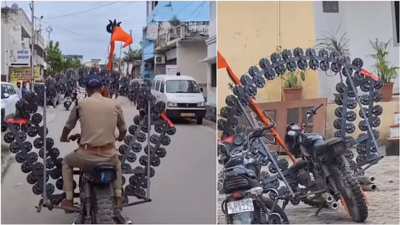 '500 Horns' On One Bike? Haridwar Police Seize Bizarrely Modified Motorcycle '500 Horns' On One Bike? Haridwar Police Seize Bizarrely Modified Motorcycle