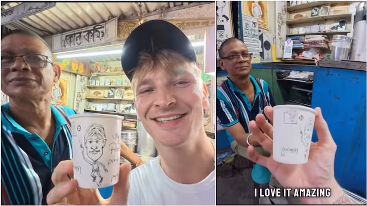 US Traveller’s ₹80 Kolkata Stop Gets Unexpected Twist As Artist Turns Him Into A Cartoon US Traveller’s ₹80 Kolkata Stop Gets Unexpected Twist As Artist Turns Him Into A Cartoon