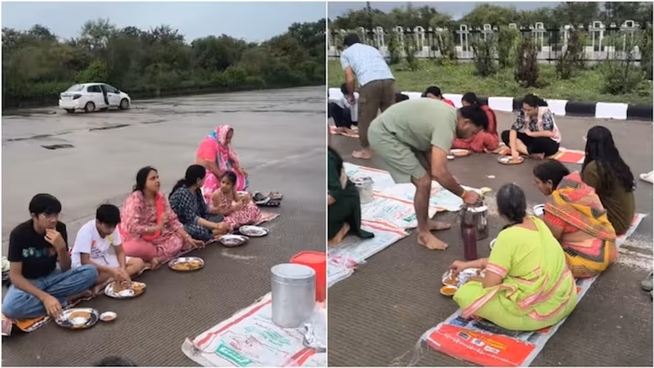 Family Turns Newly Built Rajasthan Expressway Into Picnic Spot, Sits On Road For Group Meal Family Turns Newly Built Rajasthan Expressway Into Picnic Spot, Sits On Road For Group Meal