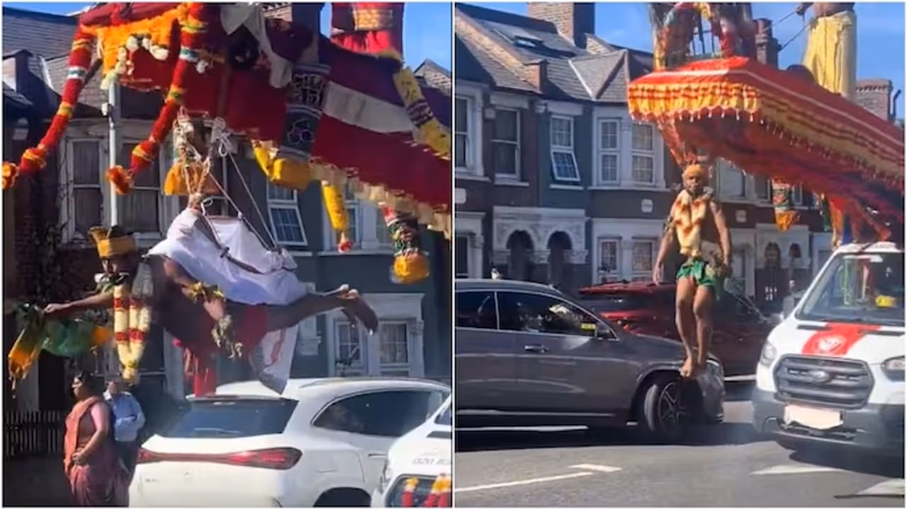 Giant Tamil Temple Chariots Roll Through London Streets, Drawing Crowds And Stopping Onlookers Giant Tamil Temple Chariots Roll Through London Streets, Drawing Crowds And Stopping Onlookers
