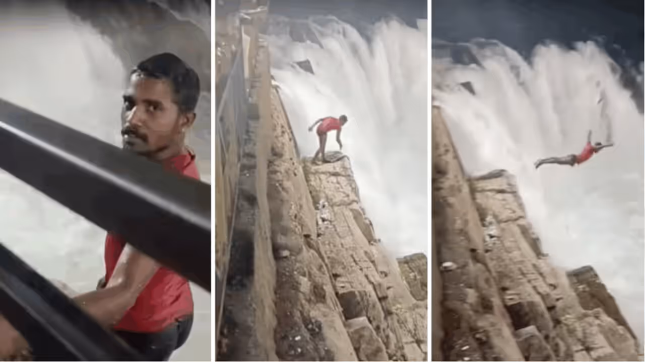 Madhya Pradesh Man’s Dangerous Jump Into Dhuandhar Falls Madhya Pradesh Man’s Dangerous Jump Into Dhuandhar Falls