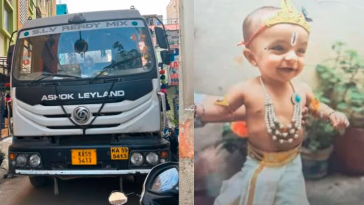 bangalore baby died after lorry hits compound wall