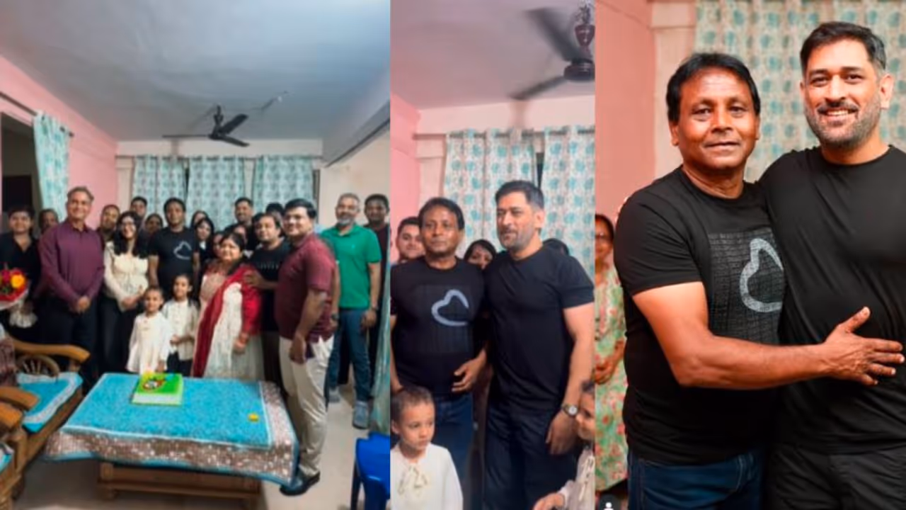 MS Dhoni attending a friend's birthday party