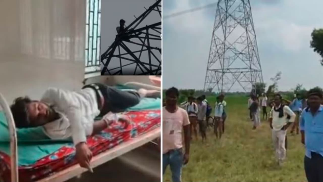 man climb electricity tower