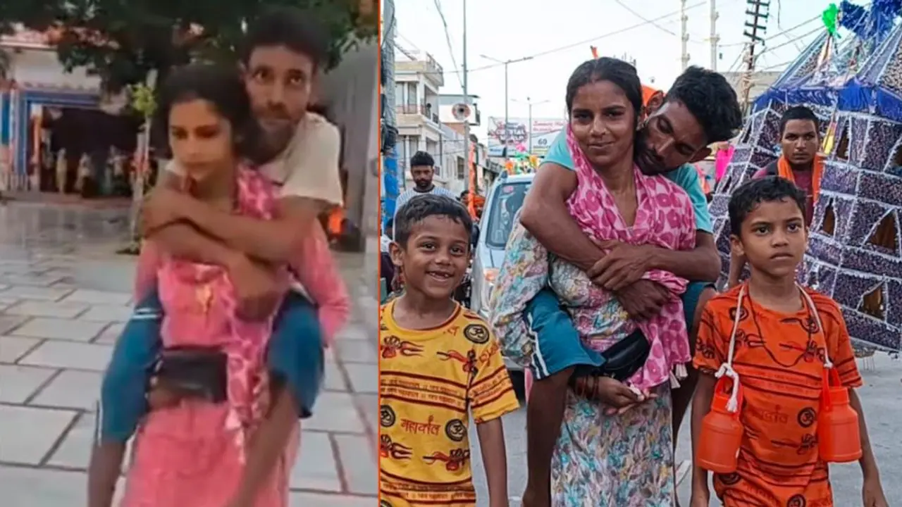 Wife Carries Husband On Her Back 