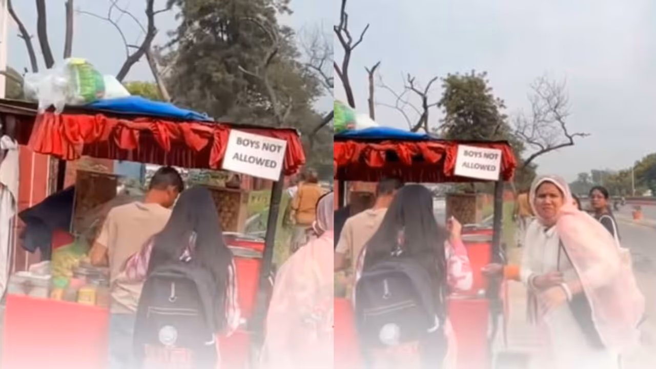 panipuri vendor put sign board that BOYS NOT ALLOWED panipuri vendor put sign board that BOYS NOT ALLOWED