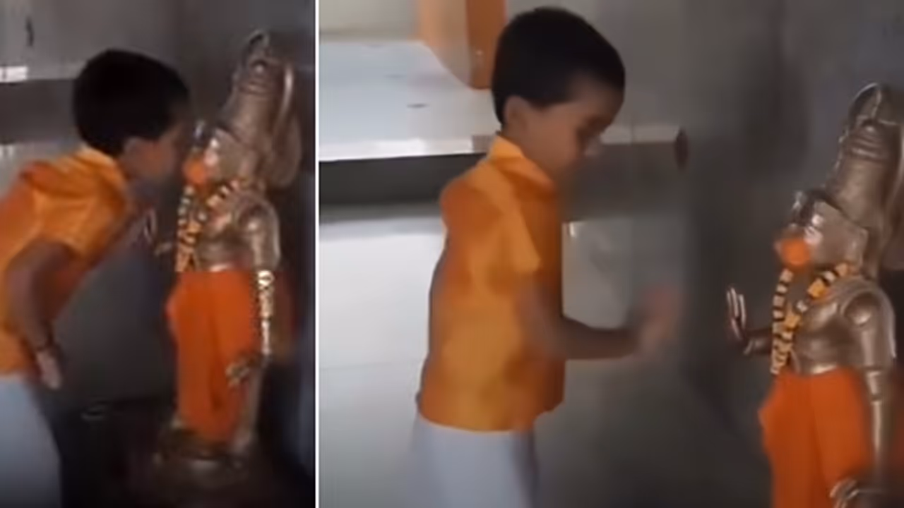 Kid kisses Hanuman