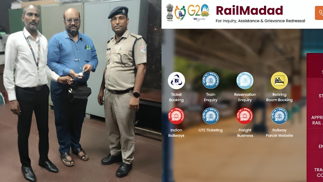Vande Bharat passenger Dr Guru Bruno with Railway staff, he got his watch back in an hour (Photo/ANI) Vande Bharat passenger Dr Guru Bruno with Railway staff, he got his watch back in an hour (Photo/ANI)